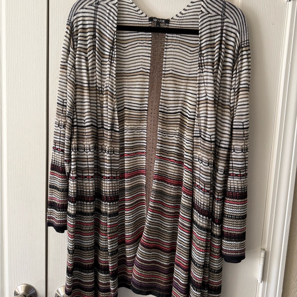 Stylish Striped Open-Front Cardigan